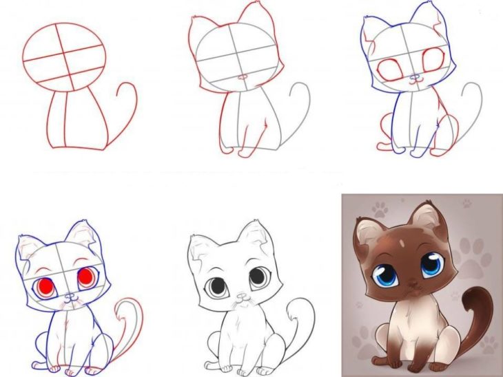 Как нарисовать милого котенка с милыми глазками