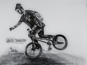 Рисунок парень на мотоцикле