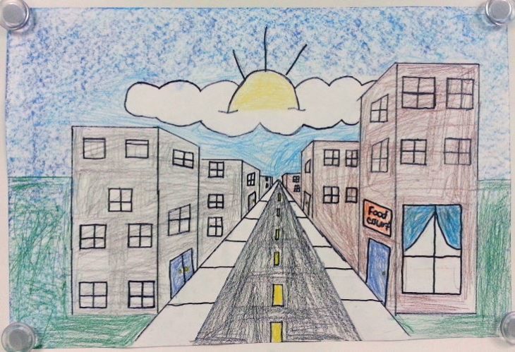 Нарисовать перспективу улицы
