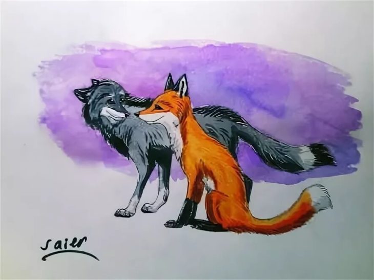 Рисунки лисов и волков. Волк и лиса. Лиса и волк рисунок. Лисы любовь. Волк и лиса рисование.